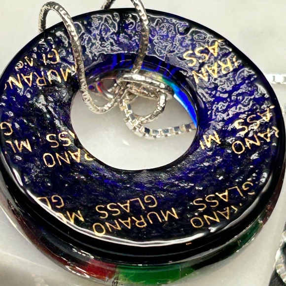 Murano Glass 925 sterling silver pendant necklace #E144 colorful adjustable - Picture 3 of 8
